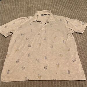 Travis Mathew Light Gray Polo with Subtle Patterns